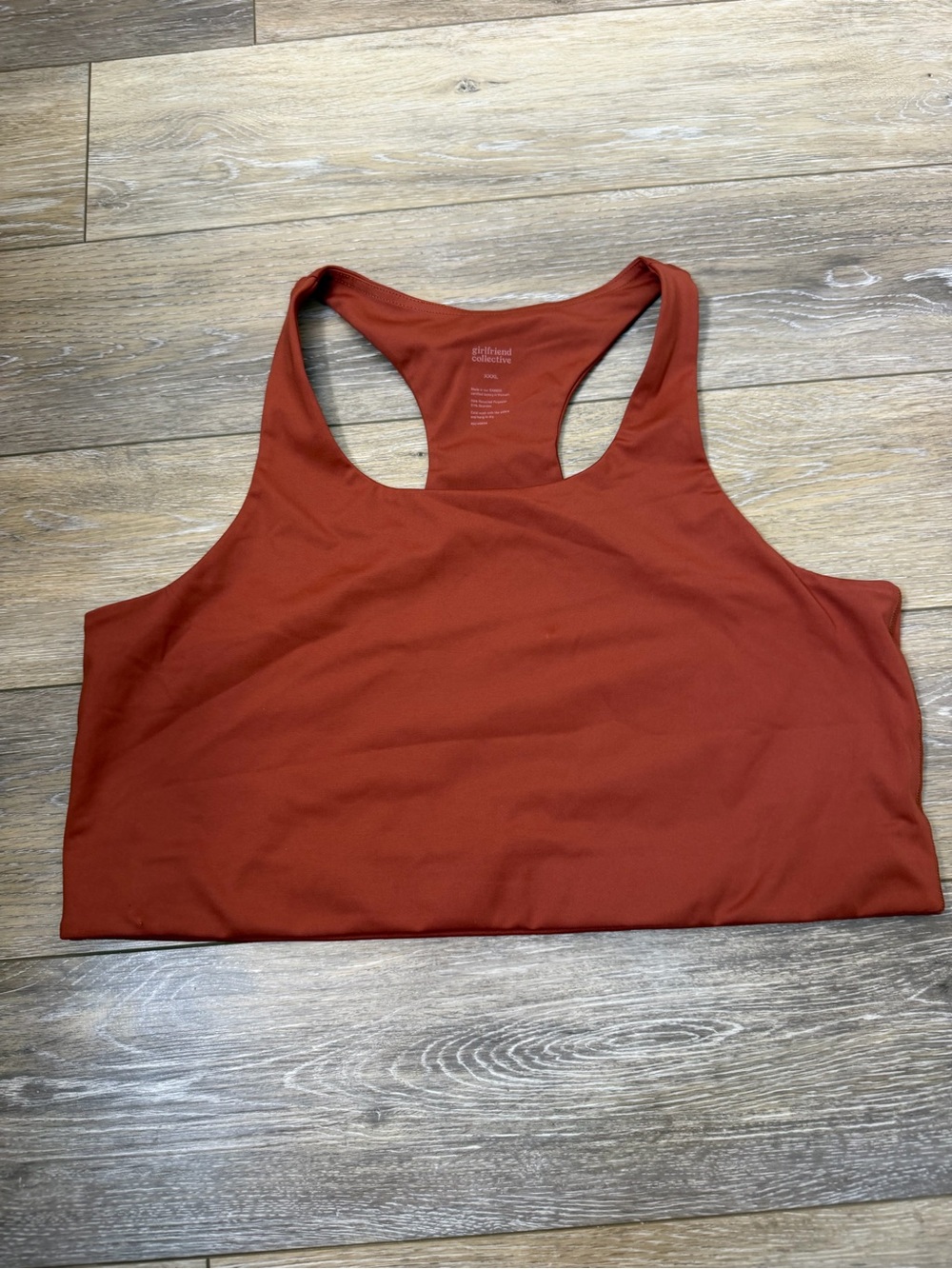 girlfriend collective Rust Red Racerback Sports Bra